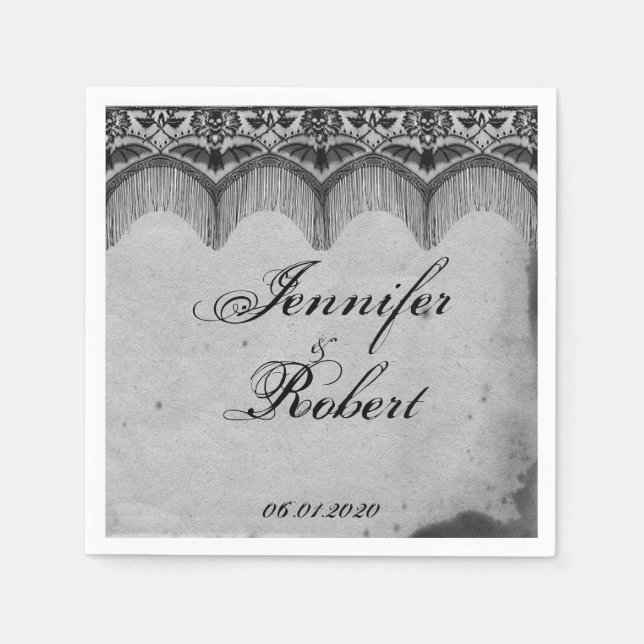 Elegant Gothic Lace Posh Wedding Napkin Serviette (Vorderseite)