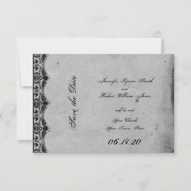 Elegant Gothic Lace Posh Wedding Save the Date (Vorderseite)
