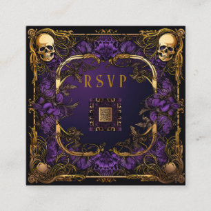 Elegant Gothic QR Code Wedding RSVP Begleitkarte