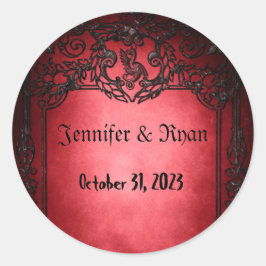 Elegant Gothic Rustic Red Runder Aufkleber
