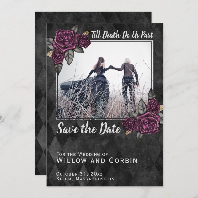 Elegant Gothic Save the Date (Vorne/Hinten)