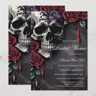 Elegant Gothic Skull & Roses Brautparty Einladung