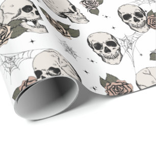 Elegant Gothic Skulls Halloween Dia de los Muertos Geschenkpapier