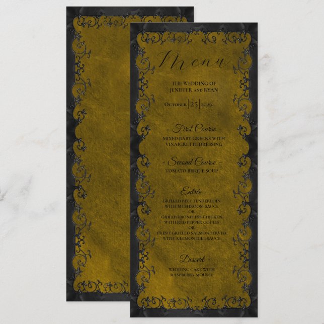Elegant Gothic Wedding Menu Menükarte (Vorne/Hinten)