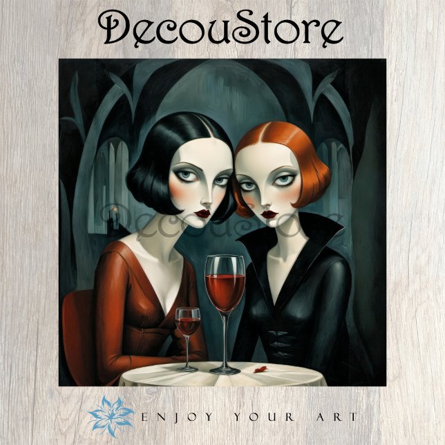 Elegant Gothic Women with Wine Glass Decoupage Seidenpapier (Von Creator hochgeladen)