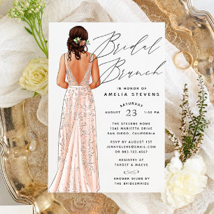 Elegant Gown Bridal Brunch Einladung