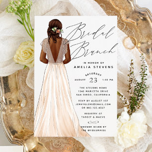 Elegant Gown Bridal Brunch Einladung