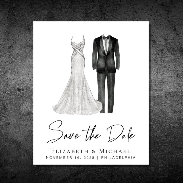 Elegant Gown Tuxedo Budget Save the Date (Von Creator hochgeladen)