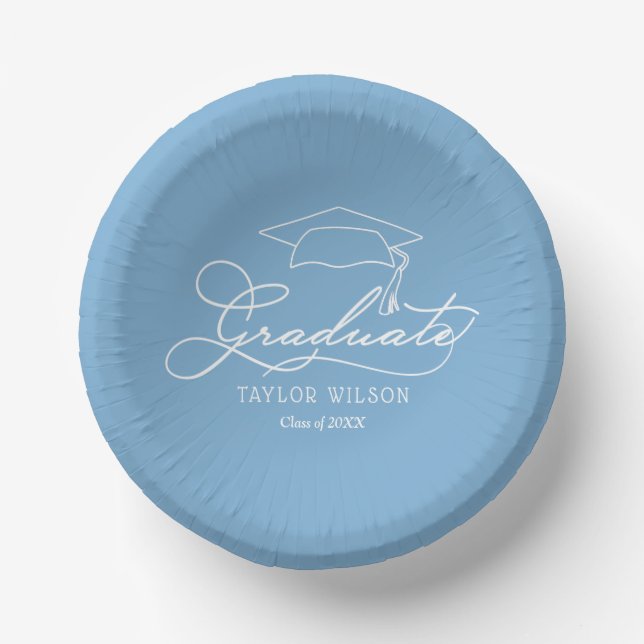 Elegant Grad Cap Powder Blue Pappteller (Vorderseite)