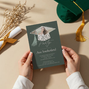 Elegant Grad Cap & Tassel Foto Graduation Party Einladung