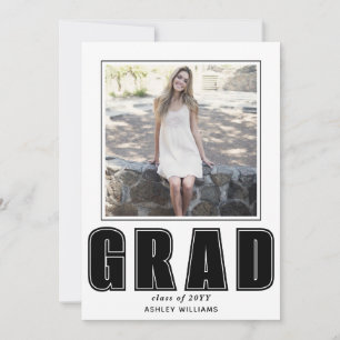 Elegant GRAD Class of 2025 white Abschluss Foto Ankündigung