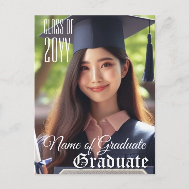Elegant Grad Name Foto Class Year Abschluss Postkarte (Vorderseite)
