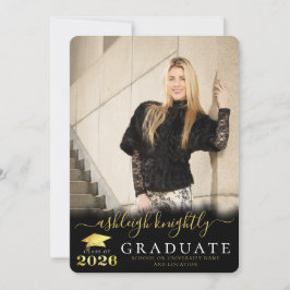 Elegant Graduate 2025 Black Gold Script 2 Fotos Ankündigung
