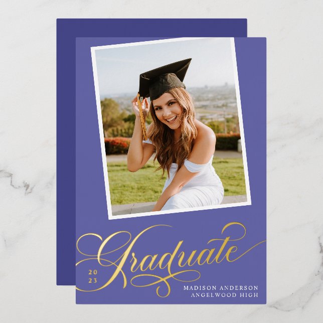 Elegant Graduate | Ankündigung von Abschlüssen (Vorderseite/Rückseite)