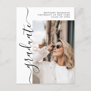 Elegant Graduate Name Class of Foto Abschluss Postkarte