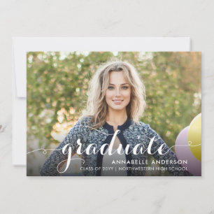 Elegant Graduate Stylish Script Foto Abschluss Ankündigung