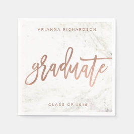 Elegant Graduate | Weißer Marmor und Imitate Rose  Serviette