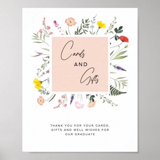 Elegant Graduate Wildflower Cards and Gifts Sign Poster (Vorne)