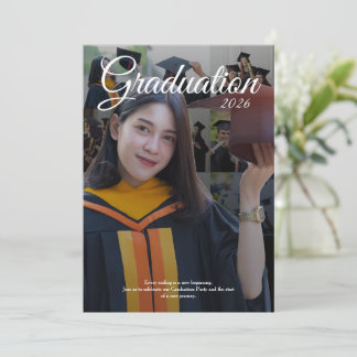 Elegant Graduation Party 2026 Photo Collage Einladung