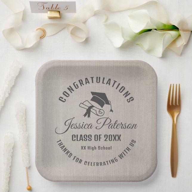Elegant Graduation Party Sweet Personalisiert Name Pappteller (Hochzeit)