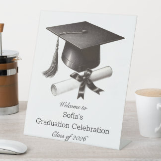 Elegant Graduation Pedestal Sign Sockelschild
