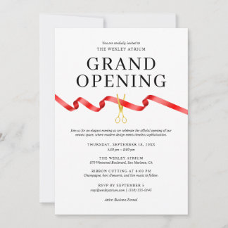 Elegant Grand Opening Einladung mit Red Ribbon