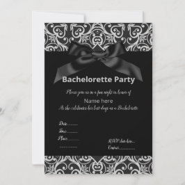 ELEGANT GRAU BLACK BOW BACHELORETTE INVITE EINLADUNG