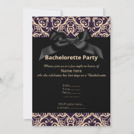 ELEGANT GRAU BLACK BOW BACHELORETTE INVITE EINLADUNG