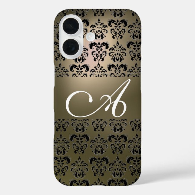 ELEGANT GRAU BLACK DAMASK MONOGRAMM Case-Mate iPhone HÜLLE (Rückseite)