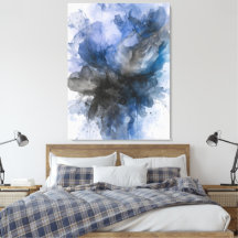 Elegant Grau & Blau abstraktes Blumenmotiv 