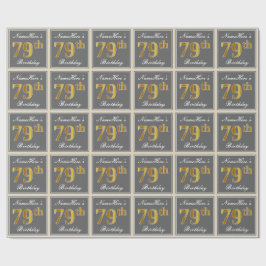 Elegant, grau, Imitate Gold 79. Geburtstag + Name Geschenkpapier