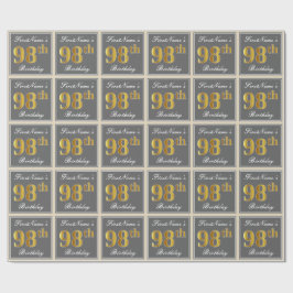 Elegant, grau, Imitate Gold 98. Geburtstag + Name Geschenkpapier
