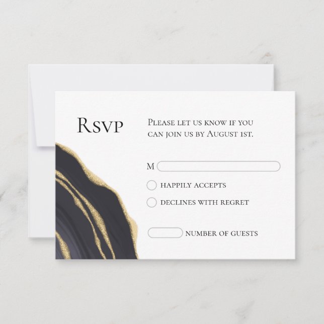 Elegant grau mit goldfarbener RSVP-Karte RSVP Karte (Vorderseite)