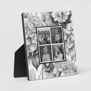 Elegant, grau, schwarz, Aquarellblüte Fotoplatte