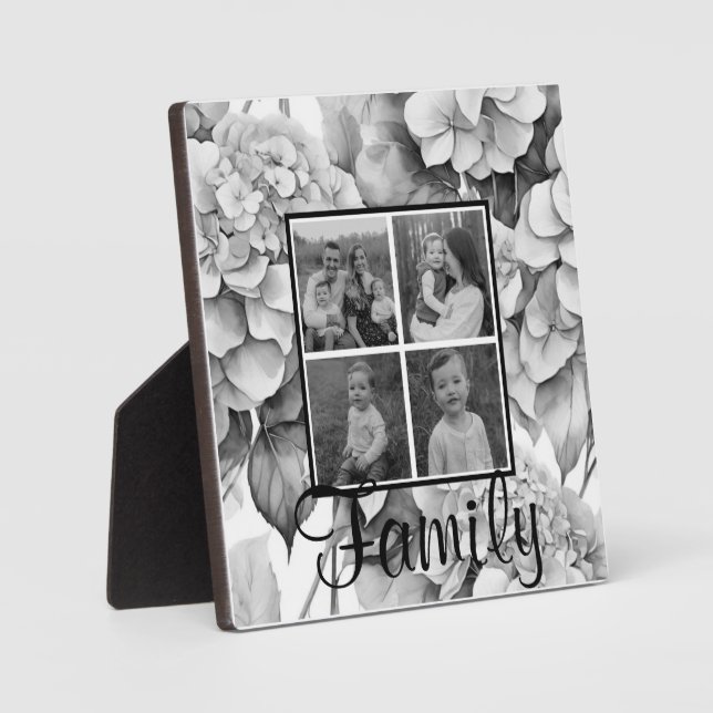 Elegant, grau, schwarz, Aquarellblüte Fotoplatte (Vorderseite)