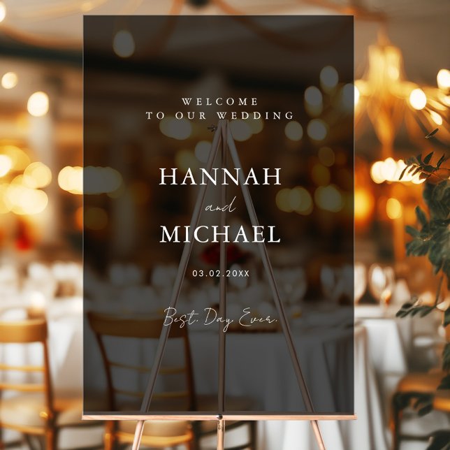 Elegant, grau-transparent, minimalistisch, Hochzei Acrylschild (Von Creator hochgeladen)