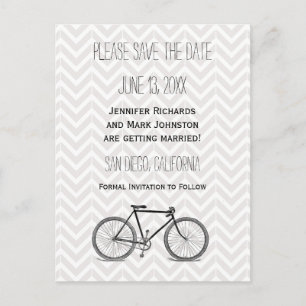Elegant Graues Zickzack Vintages Fahrrad Save the  Ankündigungspostkarte
