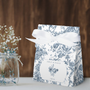 Elegant Gravierte Französisch Blaue Florale Toile Geschenkschachtel