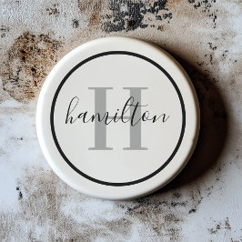 Elegant Gray Black Round Custom Monogram Initial Getränkeuntersetzer