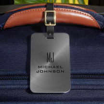 Elegant Gray Brushed Metallic Mit Monogramm Initia