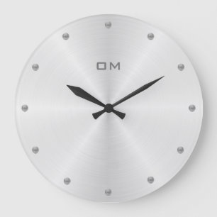 Elegant Gray Dots on Silver Background Große Wanduhr