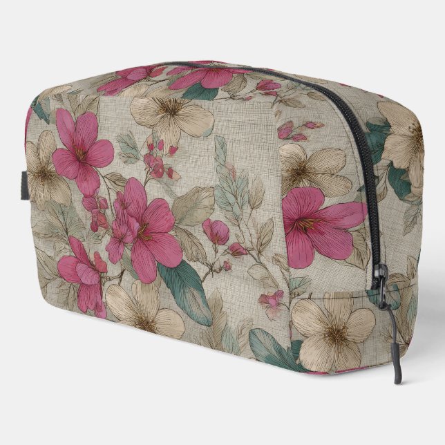 Elegant Gray Floral Bag Waschbeutel (Rechte Ecke)