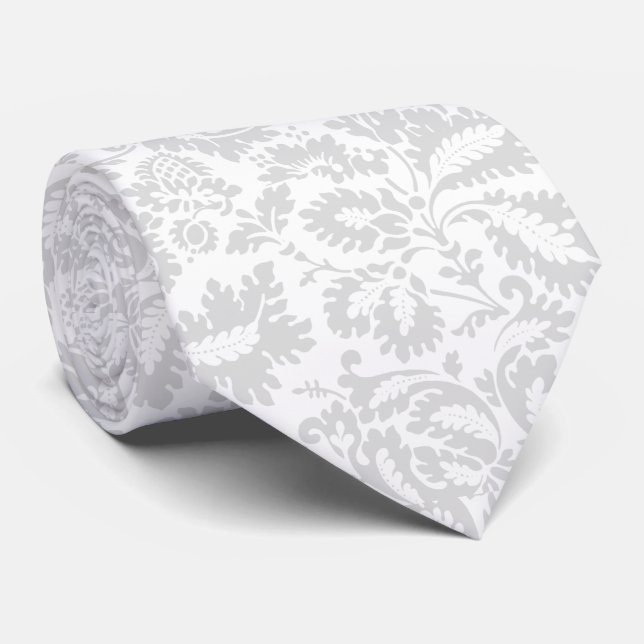 Elegant Gray Floral Botanical Krawatte (Gerollt)