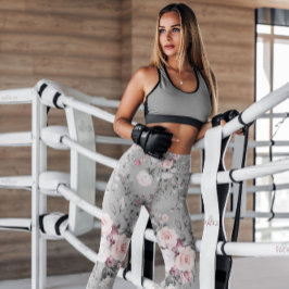 Elegant Gray Floral Gemustert | LEGGINGS