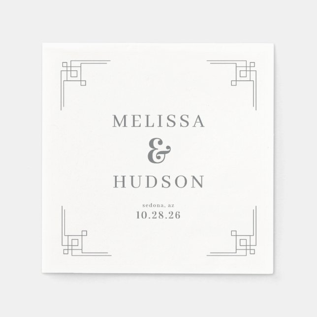 Elegant Gray Geometric Lines Serviette (Vorderseite)