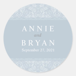 Elegant Gray Lace Wedding Runder Aufkleber