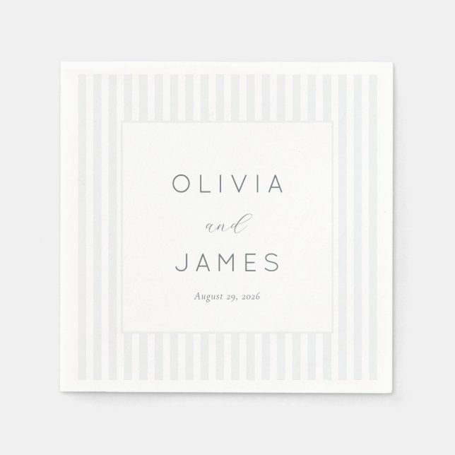 Elegant Gray Minimalist Stripes Serviette (Vorderseite)