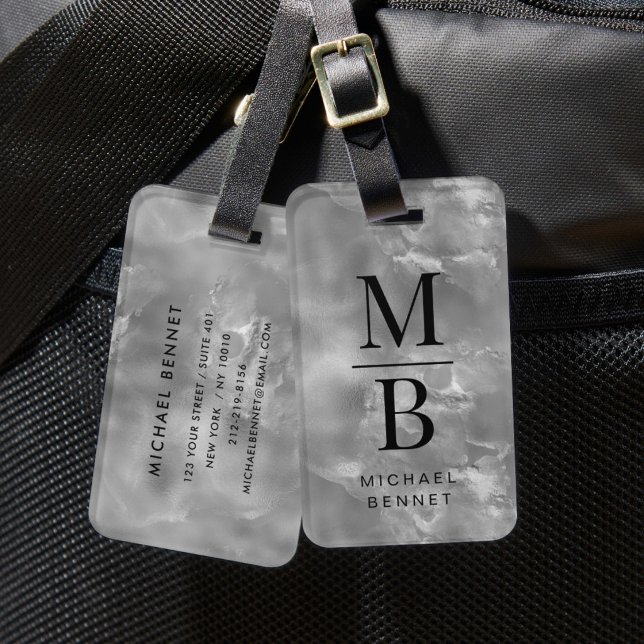 Elegant Gray Mit Monogramm Gepäckanhänger (Elegant Gray Monogrammed Luggage Tag)
