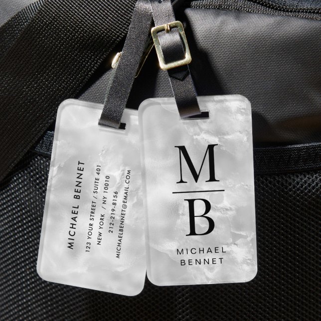 Elegant Gray Monogram Gepäckanhänger (Elegant Gray Monogram Luggage Tag)
