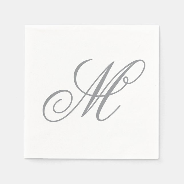 Elegant Gray Monogram Serviette (Vorderseite)